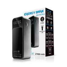 Powerbank 27 000mAh, 1x USB, 2x USB-C, 162,5W, QC4+, flashlight, LCD screen, black Powerbank 27 000mAh, 1x USB, 2x USB-C, 162,5W, QC4+, flashlight, LCD screen, black