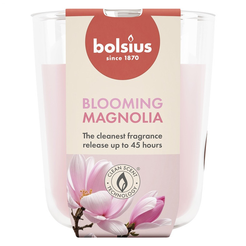 Candle, aromatic Bolsius Blooming Magnolia, 45 h, Pink