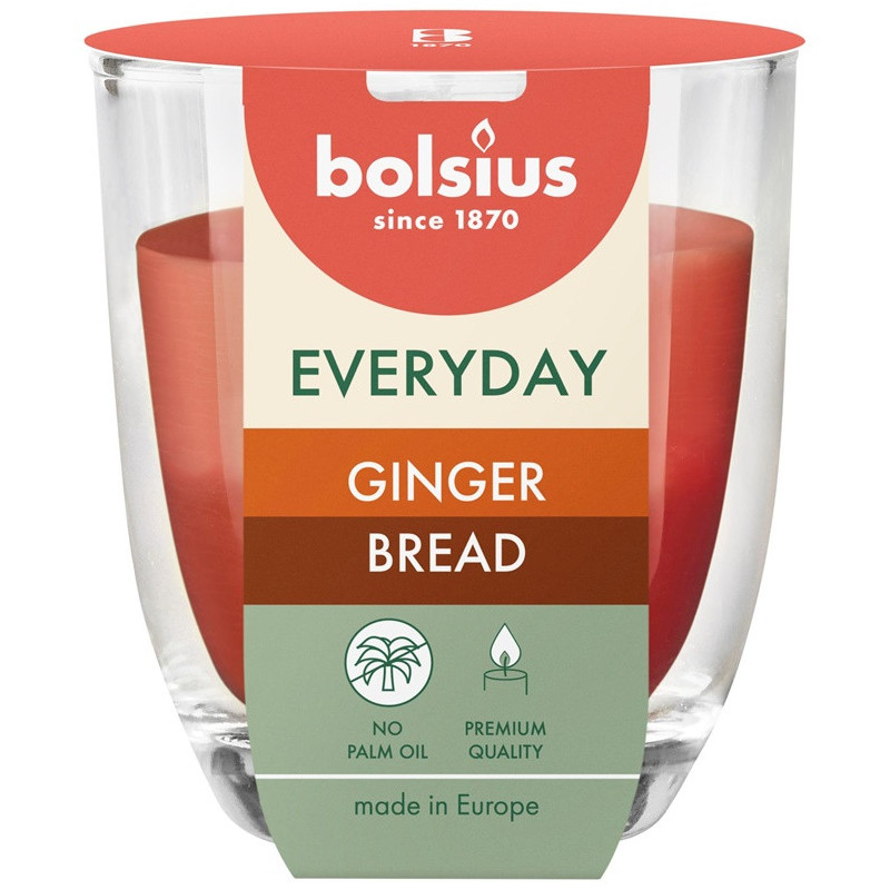 Candle, aromatic Bolsius Ginger Bread, 21 h, Red