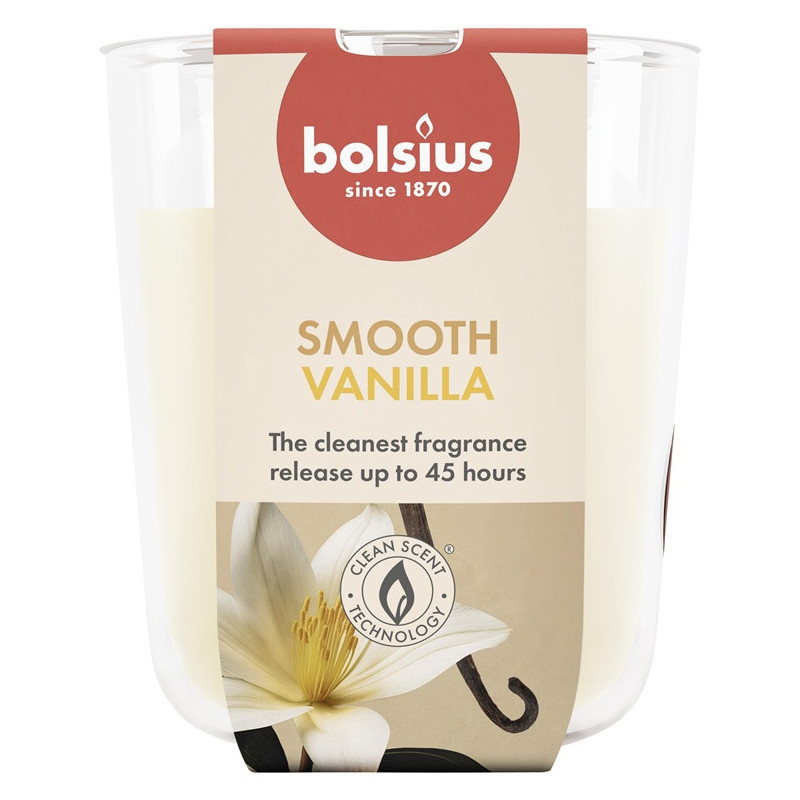 Candle, scented Bolsius Smooth Vanilla, 45 h, White / Brown