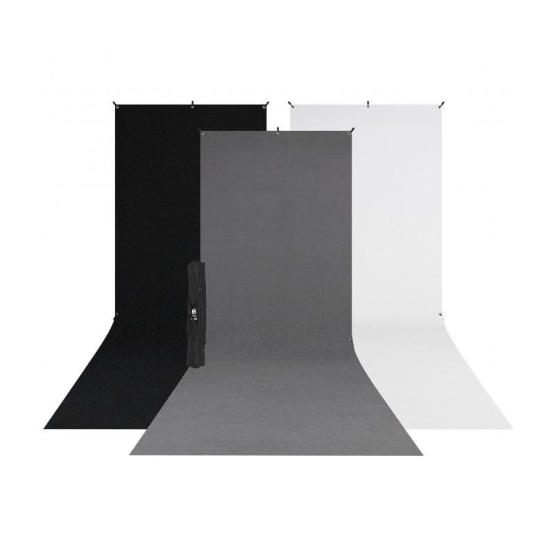 Fotografijos Fonas Rinkinys - Westcott X Drop 3 Pak Sweep Fonas 5' x 12' Balta / Juoda / Grey