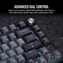 Klaviatūra Corsair K65 PLUS EN, juoda / pilka, belaidė Klaviatūra Corsair K65 PLUS EN, juoda / pilka, belaidė