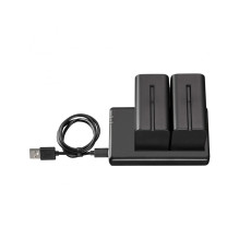 Baterijų Rinkinys - Westcott NP F970 Dviejų Baterijų Rinkinys su Dviejų USB Įkrovikliu 6600mAh Juodas