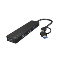 USB Hub - Natec Hub USB-C 3.0 Mayfly 4-Port 5000 Mbit / s Juodas