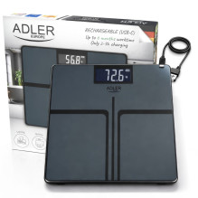 Skaitmeninė Svarstyklė - Adler AD 8194s STRIPES 180 kg Talpa, USB-C Įkraunama, Juoda