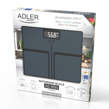 Skaitmeninė Svarstyklė - Adler AD 8194s STRIPES 180 kg Talpa, USB-C Įkraunama, Juoda