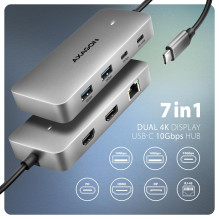 I / O HUB USB-C 3P HDMI DP / 0.15M HMC-CUB83X2 AXAGON