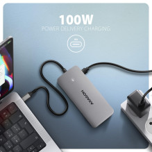 Įvesties / išvesties šakotuvas USB-C 3P HDMI DP / 0.15M HMC-CUB83X2 AXAGON