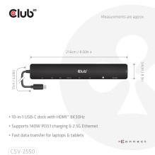 NB ACC DOCKING STATION 10IN1 / USB-C 140W CSV-2550 CLUB3D NB ACC DOCKING STATION 10IN1 / USB-C 140W CSV-2550 CLUB3D