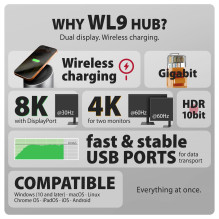 Įvesties / išvesties šakotuvas USB-C 9IN1 WRL / 0.6M HMC-WL9 AXAGON