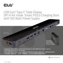 NB ACC įkrovimo stotelė / USB-C 100W CSV-1565 CLUB3D