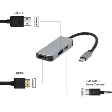 I / O ADAPTERIS USB-C PRIE HDMI / USB3 / 3IN1 A-CM-COMBO3-02 GEMBIRD I / O ADAPTERIS USB-C PRIE HDMI / USB3 / 3IN1 A-CM-COMBO3-02 GEMBIRD