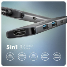 I / O HUB USB-C 5IN1 8K / 0.15M HMC-5H8K AXAGON