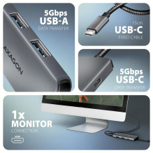Įvesties / išvesties šakotuvas USB-C 5IN1 8K / 0.15M HMC-5H8K AXAGON