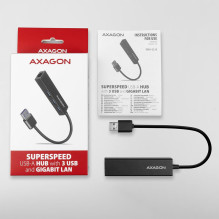I / O HUB USB3.2 3 PORT GLAN / 0,2M HMA-GL3A AXAGON