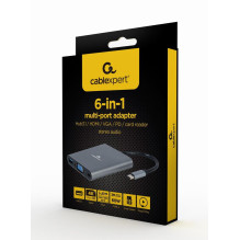 I / O ADAPTERIS USB-C PRIE HDMI / USB3 / 6IN1 A-CM-COMBO6-01 GEMBIRD I / O ADAPTERIS USB-C PRIE HDMI / USB3 / 6IN1 A-CM-COMBO6-01 GEMBIRD
