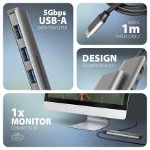 Įvesties / išvesties šakotuvas USB-C 5IN1 / 1M HMC-5H AXAGON