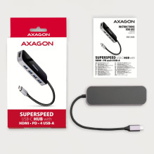 I / O HUB USB-C 6IN1 / 0.2M HMC-6H4A AXAGON