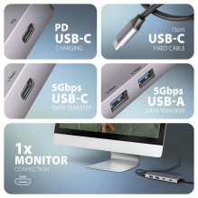 I / O HUB USB-C 5IN1 / 0,15M HMC-5H60 AXAGON