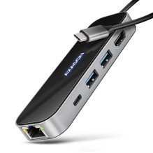 I / O HUB USB-C 6IN1 / GLASS 0,2M HMC-6GLN AXAGON
