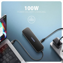 I / O HUB USB-C 6IN1 / GLASS 0,2M HMC-6GLN AXAGON