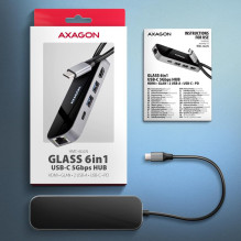 I / O HUB USB-C 6IN1 / GLASS 0,2M HMC-6GLN AXAGON