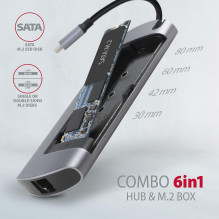 I / O HUB USB-C 6IN1 SATA M.2 / 0,18M HMC-6M2 AXAGON
