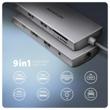 I / O HUB USB-C 9IN1 5GBPS / 0.2M HMC-8HLSA AXAGON