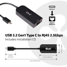 I / O ADAPTER USB3.2 TO RJ45 / M / F CAC-1520 CLUB3D I / O ADAPTER USB3.2 TO RJ45 / M / F CAC-1520 CLUB3D