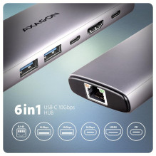 I / O HUB USB-C 6IN1 10GBPS / 0.15M HMC-6G2L AXAGON