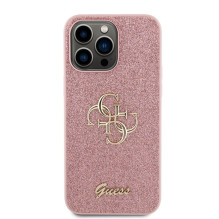 Guess GUHCP15LHG4SGP iPhone 15 Pro 6,1' rožinis / rožinis kietas dėklas Glitter Script Big 4G