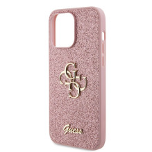 Guess GUHCP15LHG4SGP iPhone 15 Pro 6,1' rožinis / rožinis kietas dėklas Glitter Script Big 4G