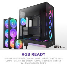 Kompiuterio Korpusas - NZXT H9 Flow RGB+ Midi Tower ATX / EATX, 6x 2.5" Įlankos, 2x 3.5" Įlankos, Juodas