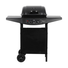 Dujinė Kepsninė - Teesa BBQ 2000 2-Kaitinimo 2500W Plieninė Grotelė Su Lentynomis Ir Ratukais Juoda