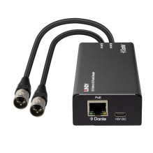 Garso Dekoderis - Lindy 2ch Dante į XLR 96kHz 24-Bit PoE Juodas