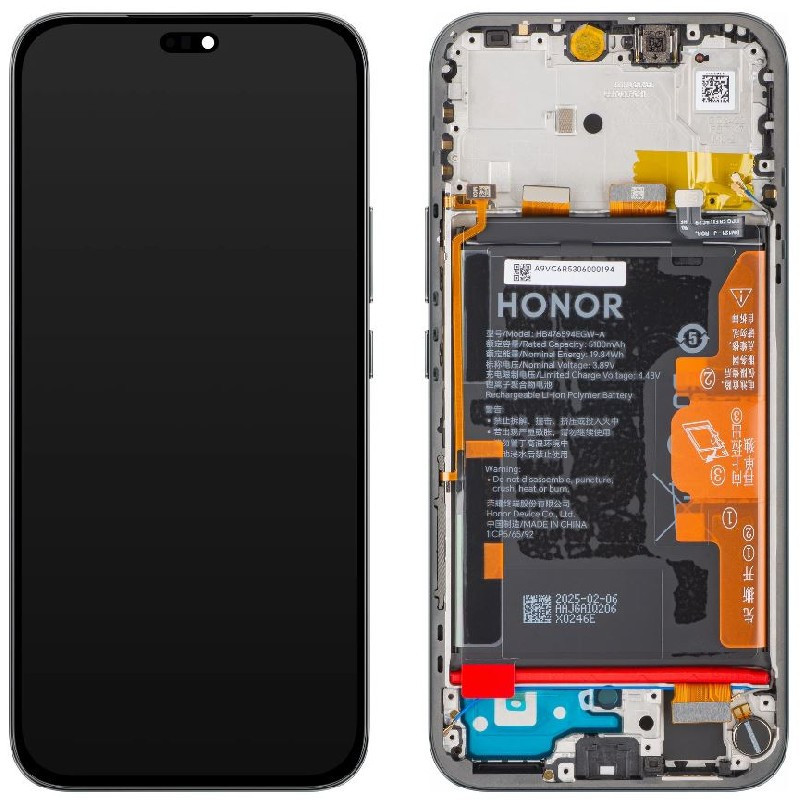 Ekranas Huawei Honor 400 Lite su lietimui jautriu stikliuku ir rėmeliu ir baterija Black originalus (service pack)