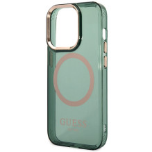 Guess GUHMP14LHTCMA iPhone 14 Pro 6.1" green / khaki hard case Gold Outline Translucent MagSafe