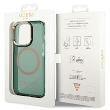 Guess GUHMP14LHTCMA iPhone 14 Pro 6.1" green / khaki hard case Gold Outline Translucent MagSafe