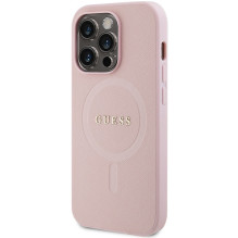 Guess GUHMP14LPSAHMCP dėklas, skirtas iPhone 14 Pro - rožinis Saffiano MagSafe