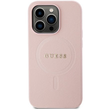 Guess GUHMP14LPSAHMCP dėklas, skirtas iPhone 14 Pro - rožinis Saffiano MagSafe