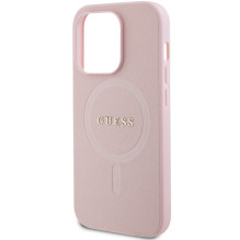 Guess GUHMP14LPSAHMCP dėklas, skirtas iPhone 14 Pro - rožinis Saffiano MagSafe
