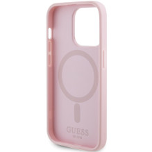 Guess GUHMP14LPSAHMCP case for iPhone 14 Pro - pink Saffiano MagSafe