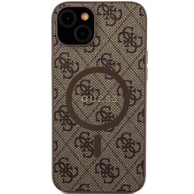 Guess 4G Collection odinis metalinis logotipas MagSafe dėklas, skirtas iPhone 15 Plus / 14 Plus - rudas