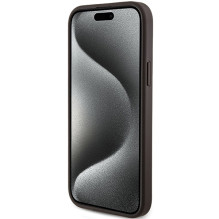 Guess 4G Collection odinis metalinis logotipas MagSafe dėklas, skirtas iPhone 15 Plus / 14 Plus - rudas