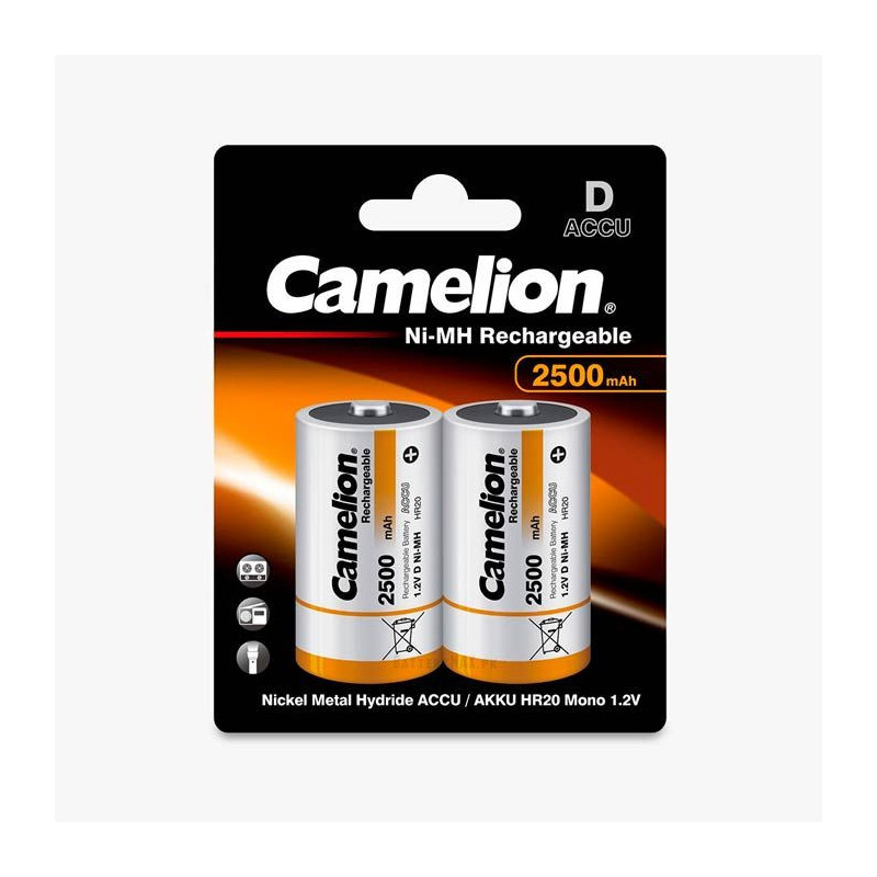 Camelion HR20 D 2500mAh įkraunamos baterijos, 2 vnt.