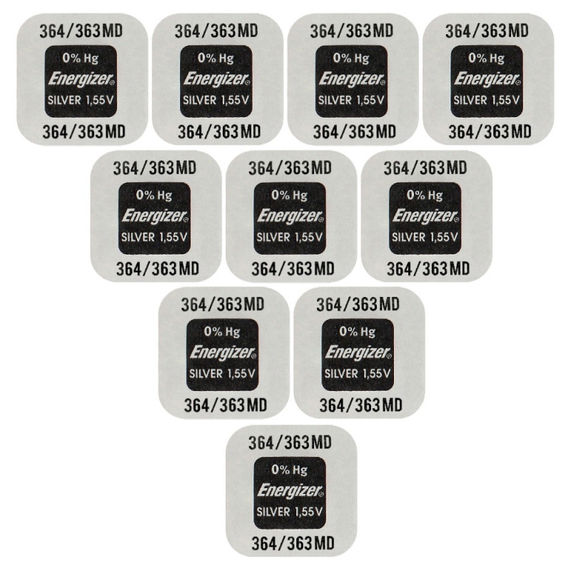 Energizer 364 363 SR621SW silver oxide watch batteries 10 pcs.