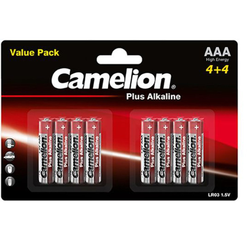 Camelion LR03 AAA Plus alkaline batteries, 8 pcs.