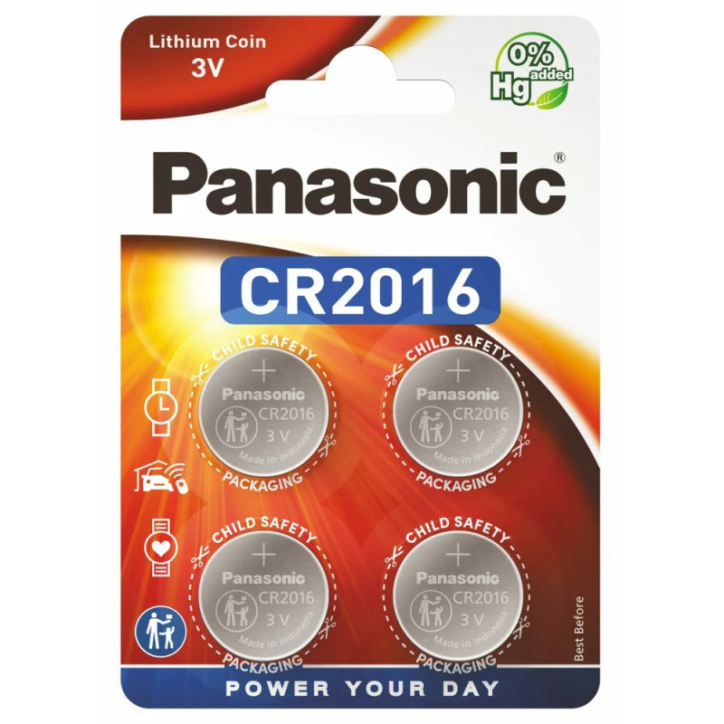 Panasonic CR2016 Lithium coin battery 4 pcs.