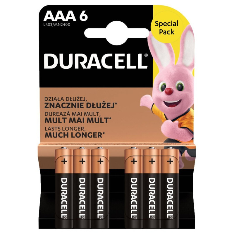 Duracell AAA LR03 1.5V MN2400 šarminės baterijos 6 vnt.