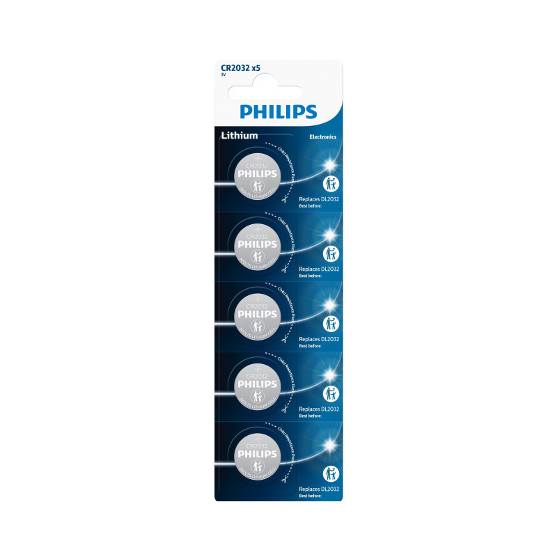 Philips CR2032 baterijos 5 vnt.